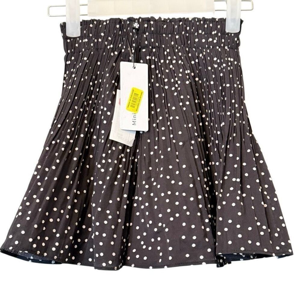 NWT Girls Mini Molly Polka Dot Pleated A-Line Pull On Brown White Skort Size 8/1